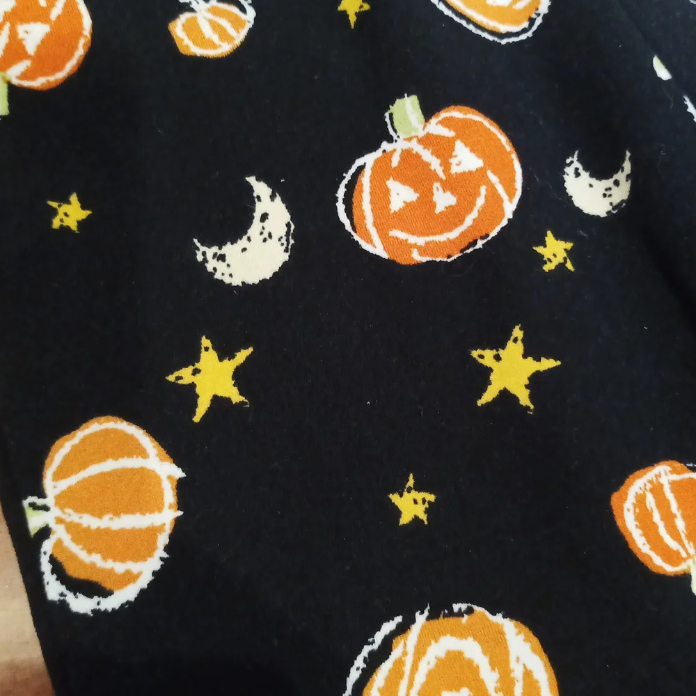 NWT ShoSho Black & Pumpkin Print Fleece Lined Legging Set, 10/12